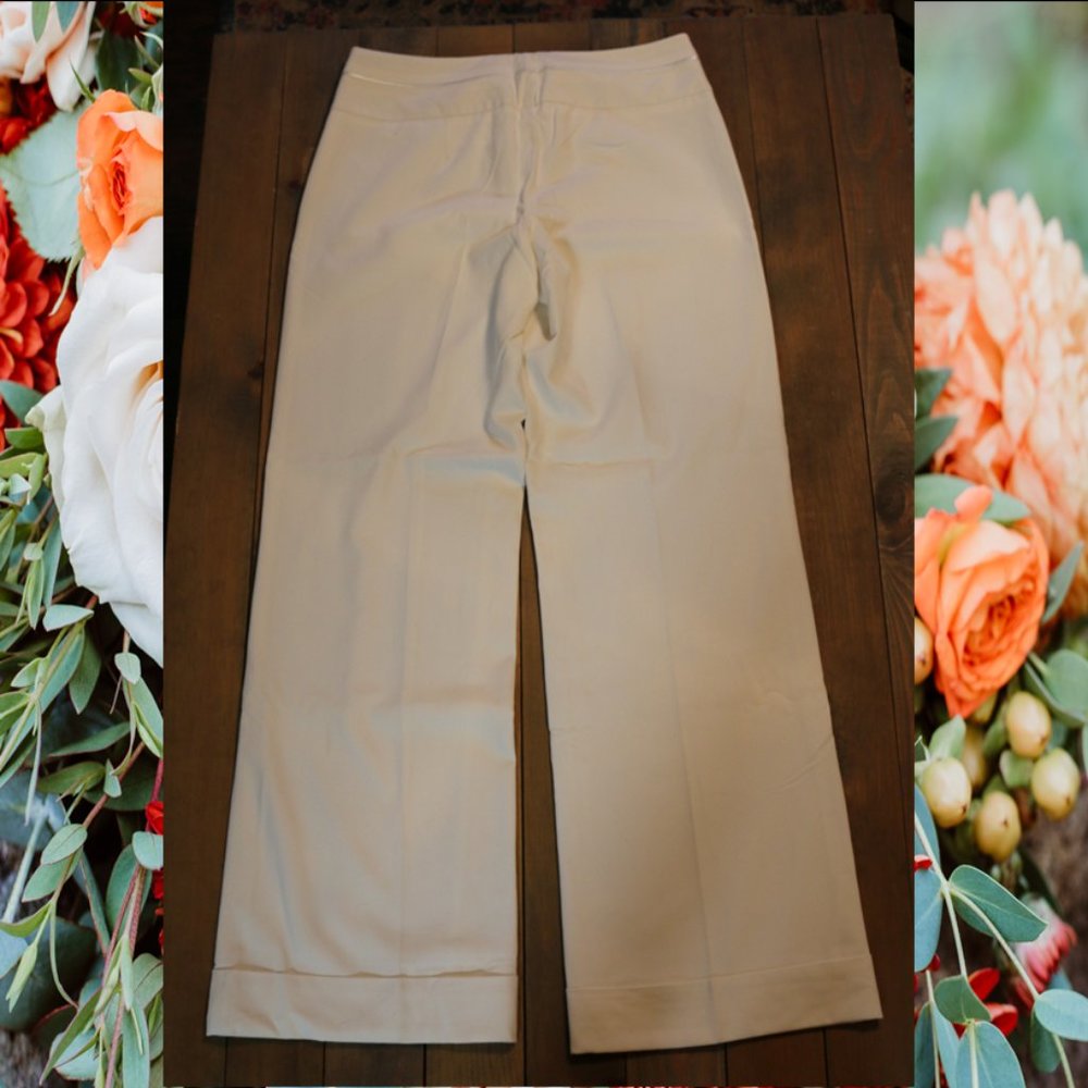 White House Black Market (WHBM) Lined Wide-Leg Winter White Dress Pants – Size 8